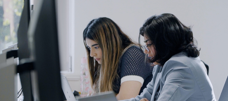 Staff viewing computer