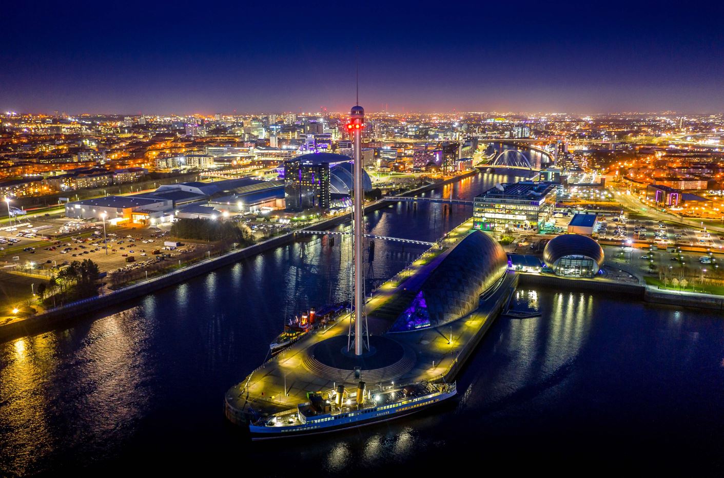 Glasgow cityscape at night